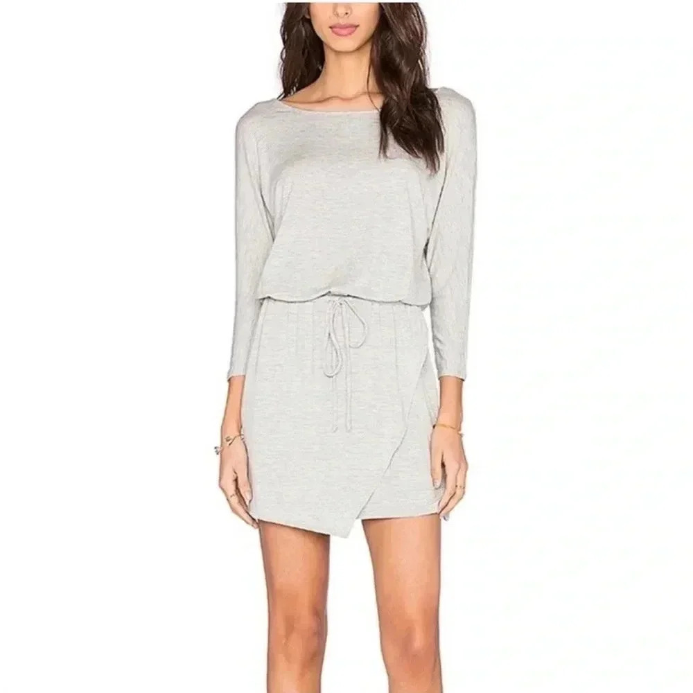 Splendid Revolve Heathered Gray‎ Jersey Drawstring Mini Dress Women Size S
